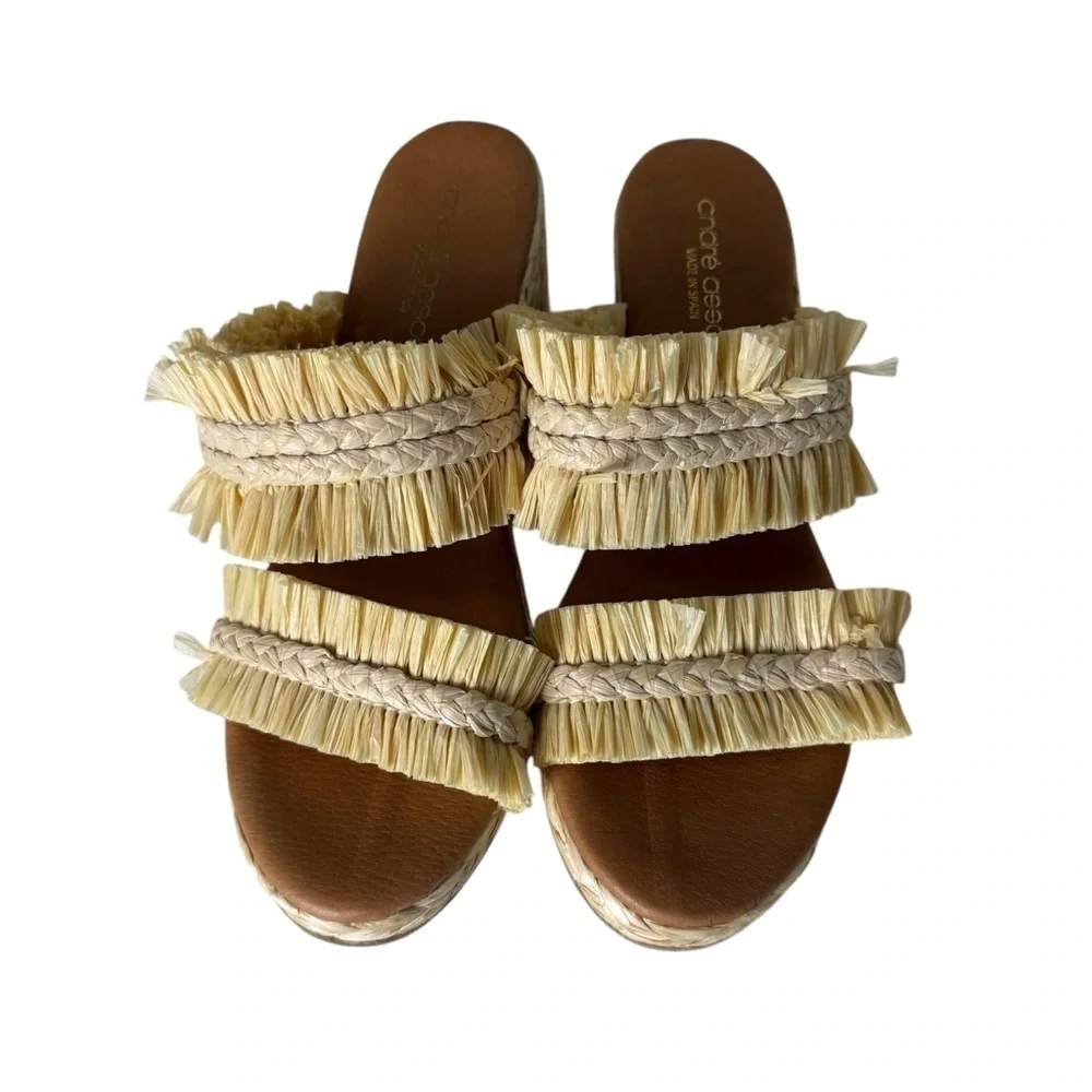 Andre Assous Nori Fringe Espadrille Wedge Size 37